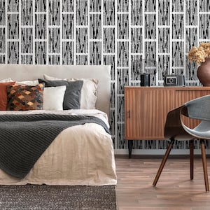 Wallpaper Peel and Stick Wallpaper Removable Wallpaper Home Decor Wall Art Wall Decor Room Decor / Black and Gray Geometric Wallpaper - C550