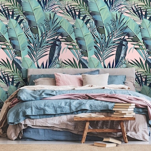 Tropical Banana Leaf Wallpaper Peel and Stick and Traditional Wallpaper - A794