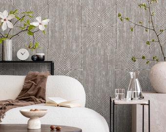Beige Boho Abstract Wallpaper / Peel and Stick Wallpaper Removable Wallpaper Home Decor Wall Art Wall Decor Room Decor - C926