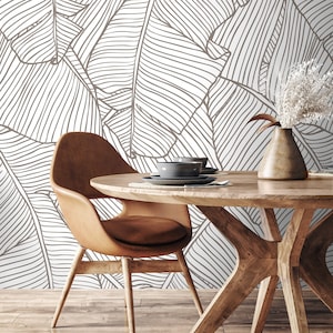 Boho Banana Leaf  Wallpaper Tropical Peel and Stick and Traditional Wallpaper - A474