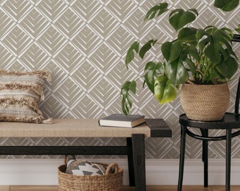 Wallpaper Peel and Stick Wallpaper Removable Wallpaper Home Decor Wall Art Wall Decor Room Decor / Beige Art Deco Wallpaper - C566