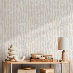 Paint Brush Dotted in Sand Wallpaper Abstract Removable and Repositionable Peel and Stick or Traditional Pre-pasted Wallpaper - ZACJ