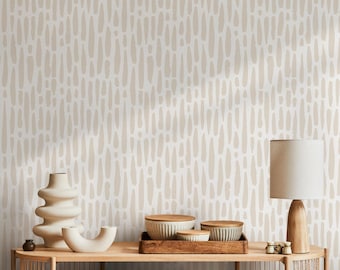 Paint Brush Dotted in Sand Wallpaper Abstract Removable and Repositionable Peel and Stick or Traditional Pre-pasted Wallpaper - ZACJ