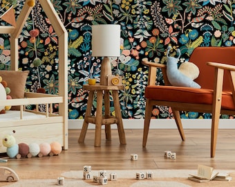 Vintage Dark Floral Wallpaper Peel and Stick and Traditional