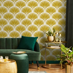 Yellow Modern Wallpaper Peel and Stick and Traditional Wallpaper - B987