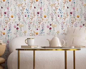 Floral Vintage wallpaper Peel and Stick and Traditional Wallpaper - B407