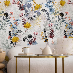 Vintage Floral Garden Wallpaper Peel and Stick and Traditional Wallpaper - B048