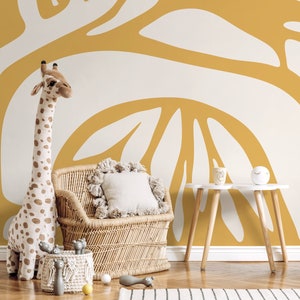 Yellow Abstract Art Wallpaper Large Modern Wallpaper Peel and Stick and Traditional Wallpaper - D632