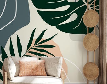 Botanical Abstract Taupe Blush Wallpaper - B963