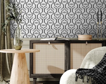 Wallpaper Peel and Stick Wallpaper Removable Wallpaper Home Decor Wall Art Wall Decor Room Decor / Gray Geometric Boho Wallpaper - C543