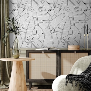 Boho Banana Leaf Wallpaper Peel and Stick and Traditional Wallpaper - A961