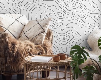 Modern Abstract Waves Wallpaper Peel and Stick and Traditional Wallpaper - A420