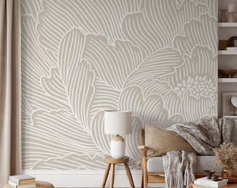 Boho Large Floral Wallpaper / Peel and Stick Wallpaper Removable Wallpaper Home Decor Wall Art Wall Decor Room Decor - C922