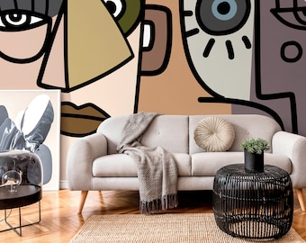 Cubism Art Wallpaper Abstract Modern Mural Peel and Stick Wallpaper Home Decor - D567