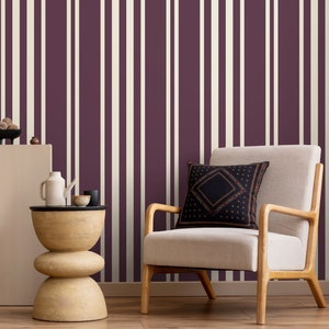 Purple Striped Wallpaper Modern Wallpaper Peel and Stick and Traditional Wallpaper - D787