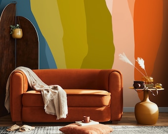 Colorful Abstract Waves Wallpaper Peel and Stick and Traditional Wallpaper - B541