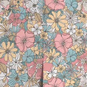 Pastel Color Floral Wallpaper / Peel and Stick Wallpaper Removable Wallpaper Home Decor Wall Art Wall Decor Room Decor D382 image 5