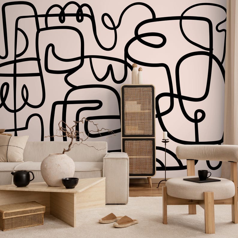 Abstract Modern Wallpaper Peel and Stick and Traditional Wallpaper - B762 image 3