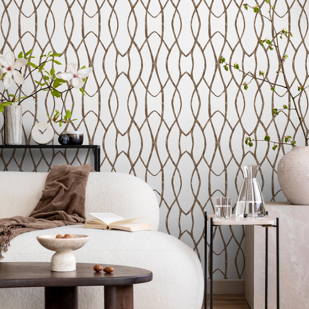 Brown and White Modern Wallpaper / Peel and Stick Wallpaper Removable ...
