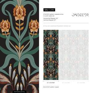 Dark Vintage Floral Wallpaper Peel and Stick and Traditional Wallpaper C296 image 6