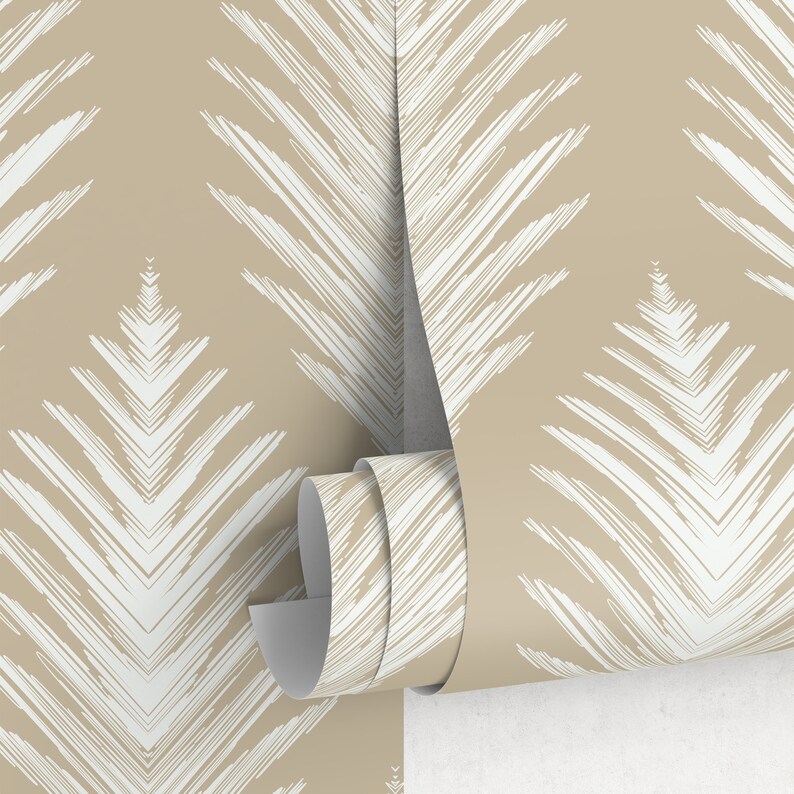 Wallpaper Peel and Stick Wallpaper Removable Wallpaper Home Decor Wall Art Wall Decor Room Decor / Beige Organic Leaf Wallpaper C604 image 5