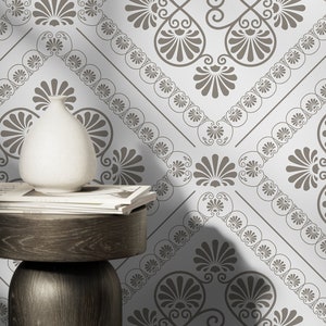 Beige Retro Tile Wallpaper / Peel and Stick Wallpaper Removable Wallpaper Home Decor Wall Art Wall Decor Room Decor - D134