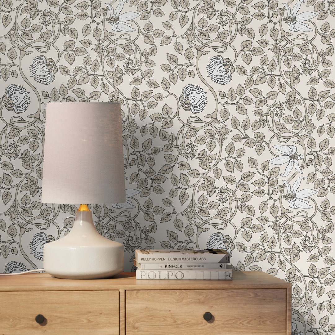 Neutral William Morris Wallpaper / Peel and Stick Wallpaper Removable ...