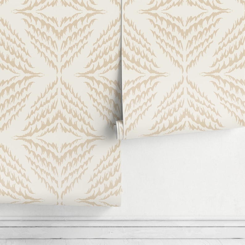 Wallpaper peel and stick wallpaper removable wallpaper home decor wall art wall decor room decor / beige boho wallpaper c537 image 5