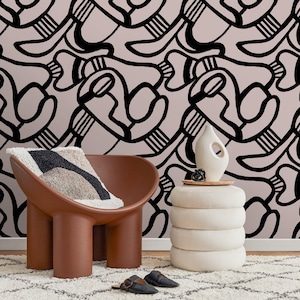 Modern Abstract Black Taupe Wallpaper - X133