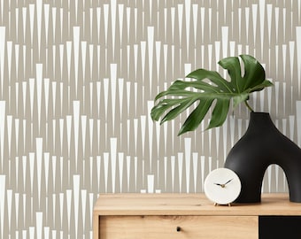 Wallpaper Peel and Stick Wallpaper Removable Wallpaper Home Decor Wall Art Wall Decor Room Decor / White and Beige Geometric Wallpaper- C558