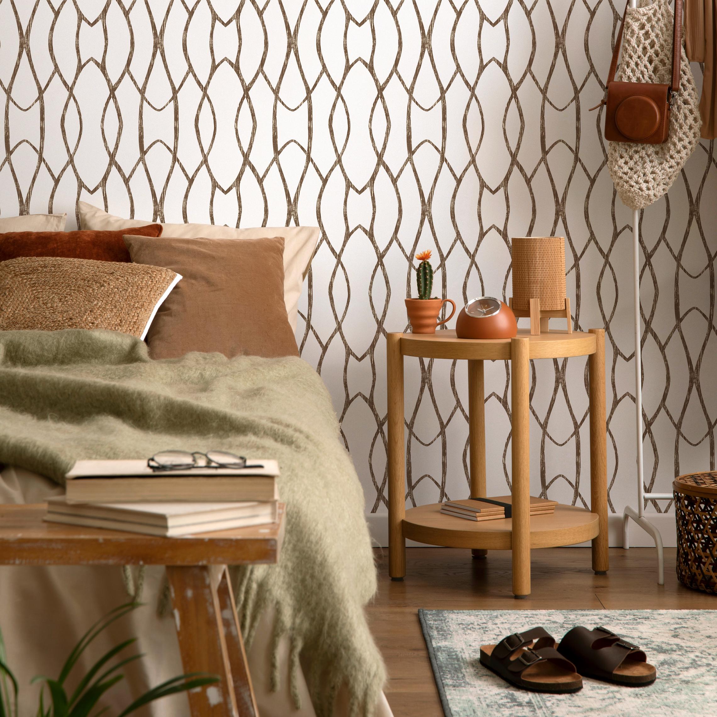 Brown and White Modern Wallpaper / Peel and Stick Wallpaper Removable ...
