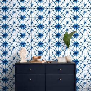 Indigo Shibori Geometric Wallpaper - A175