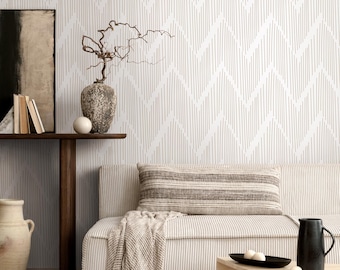 Boho Chevron Wallpaper / Peel and Stick Wallpaper Removable Wallpaper Home Decor Wall Art Wall Decor Room Decor - C999