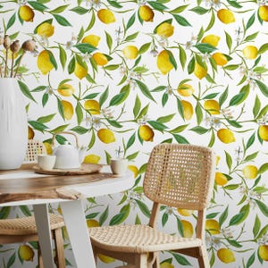 Botanical Lemon Wallpaper - Yellow and Green - A146