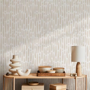 Modern Minimalist Beige and White Wallpaper - ZACJ