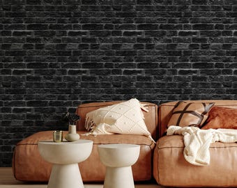 Brick Wallpaper with a Realistic Textured Look in Black and Gray - A532