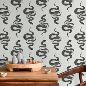 Wallpaper Peel and Stick Wallpaper Removable Wallpaper Home Decor Wall Art Wall Decor Room Decor / Gray Black Snake Wallpaper - C606