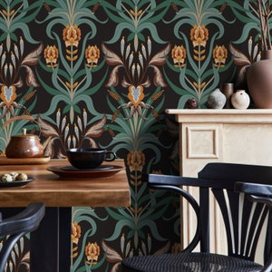 Dark Vintage Floral Wallpaper Peel and Stick and Traditional Wallpaper C296 image 3