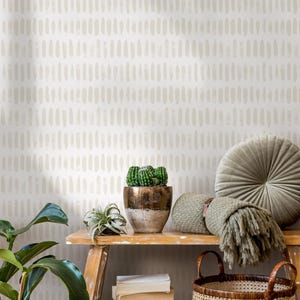 Minimalist Abstract Wallpaper - Beige & White ZADE