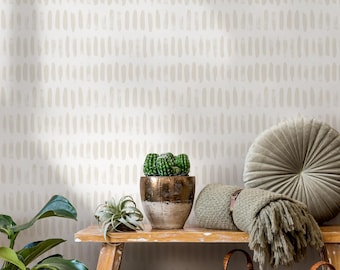 Minimalist Abstract Wallpaper - Beige & White ZADE