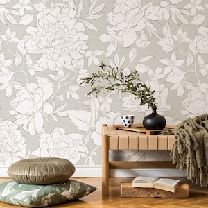 Victorian Gray Floral Wallpaper - ZAAM