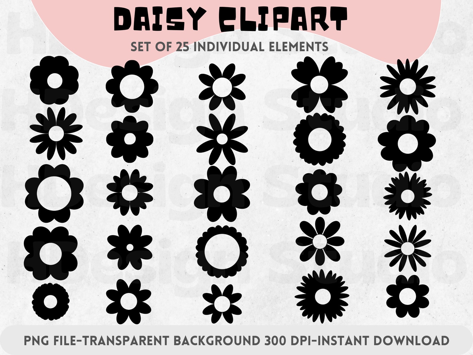 Daisy Flowers Silhouette PNG Clip Art Botanical Flower Clip - Etsy