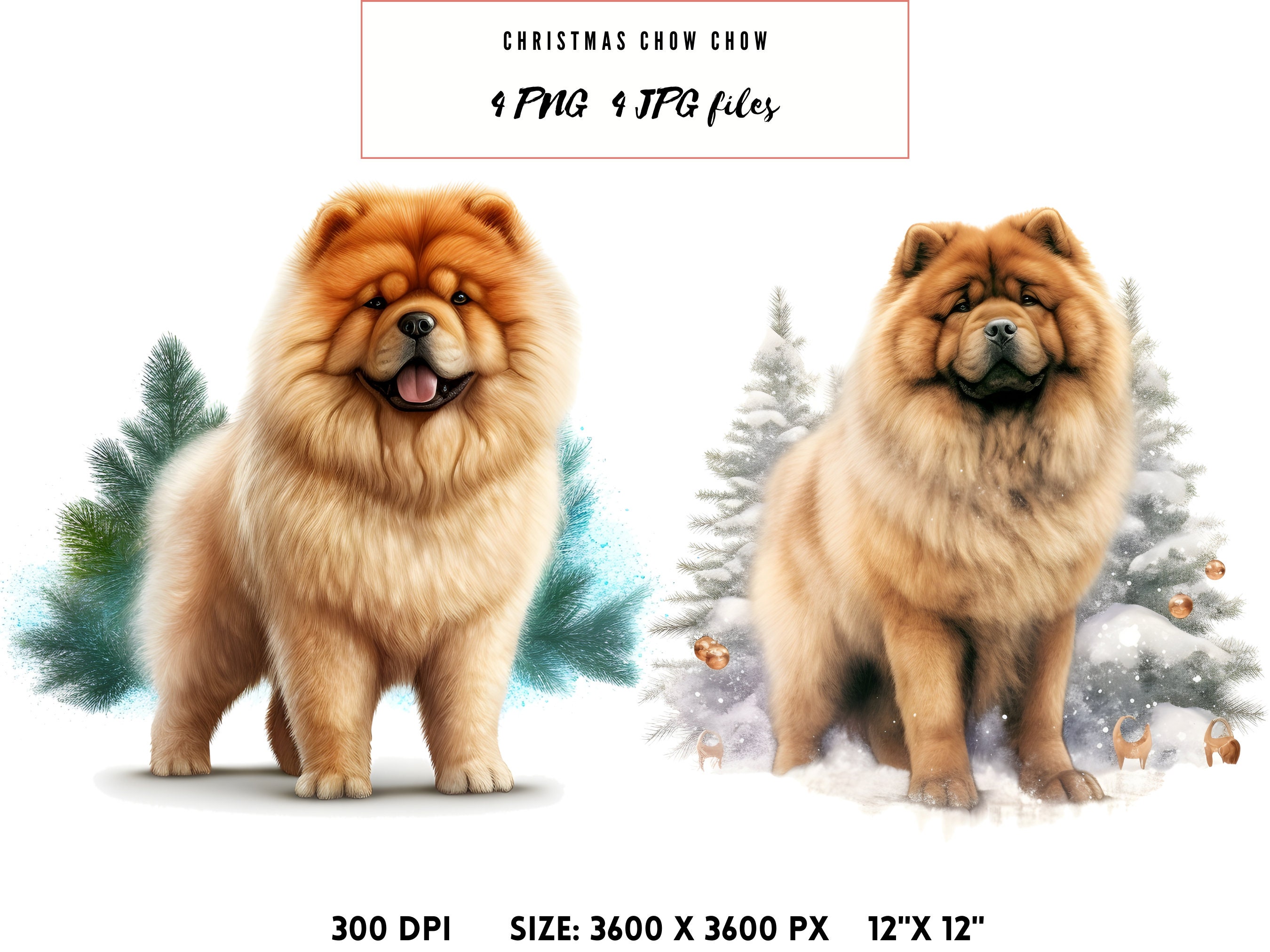 Chow Chow Dog Clipart, Digital Pet Artwork, Cute Dog Illustration, Pet ...