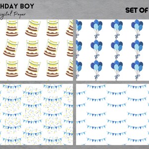 Happy Birthday Digital Paper Birthday Boy Scrapbook Paper Birthday ...