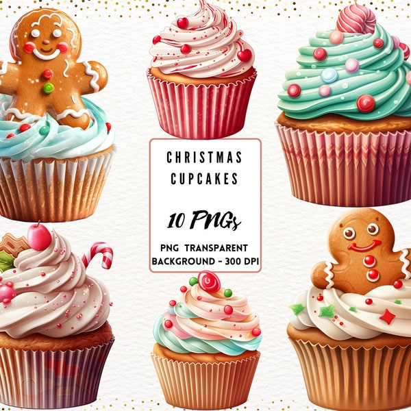 Christmas Cupcake Clipart  PNG Cupcake Clipart Christmas Treats Clipart Dessert Clipart Gingerbread Christmas Cupcake 10 PNG Commercial Use