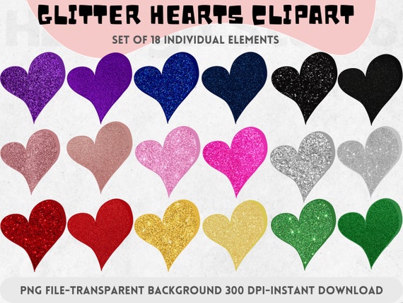 Heart Clipart Set,watercolor Rainbow Hearts Png,glitter Heart Clipart  ,valentin Day Clipart ,sublimation,wedding, Commercial Use -  Finland