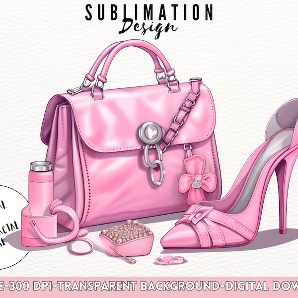 Fashionista Sublimation Design Pink High Heels Printable Purse Sublimation Design Fashion Graphics Fashion Girl Clip Art Lady Sublimation