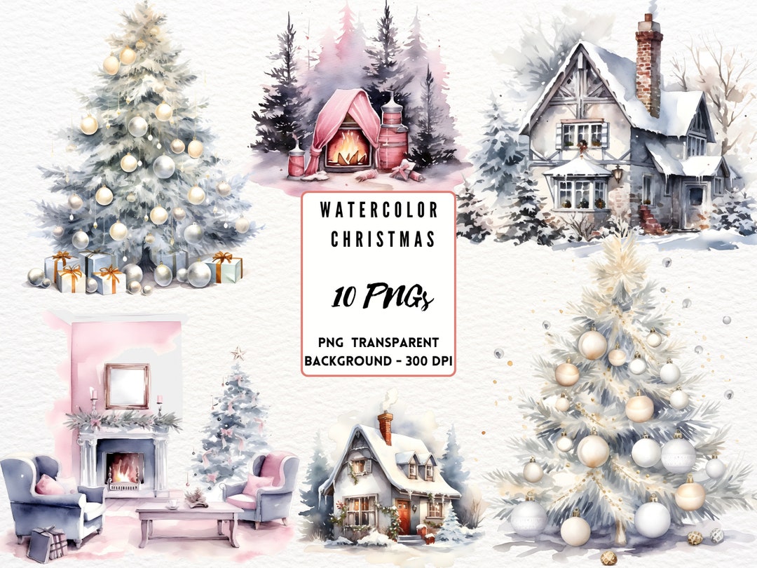 christmas-clipart-watercolor-christmas-christmas-printable-etsy