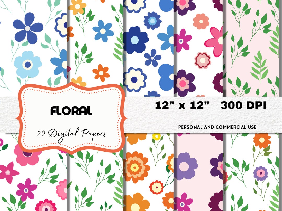 Flowers Digital Paper Flowers Seamless Pattern Floral Prints Flowers ...