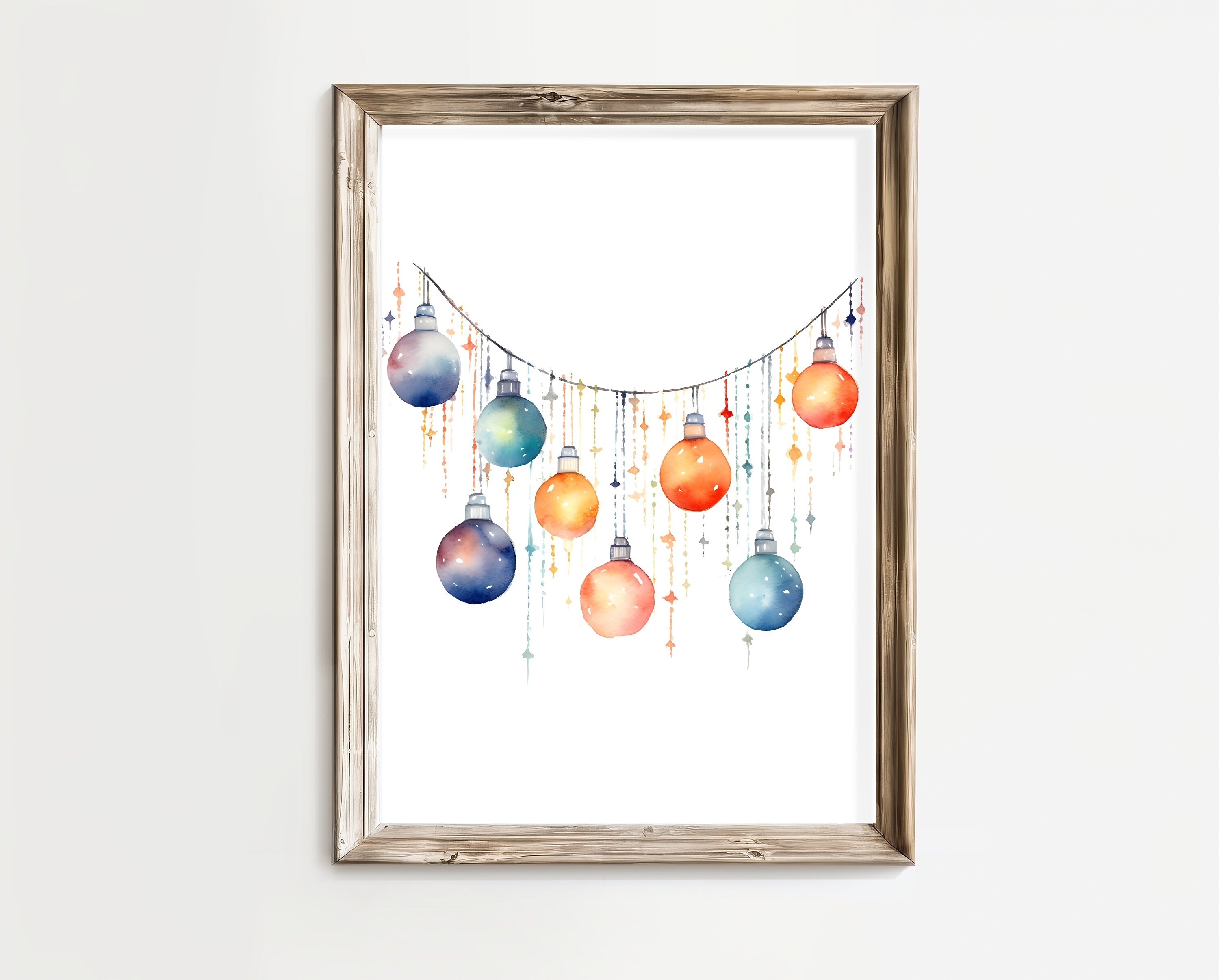 Winter Wall Art, Xmas Printable Home Decor, Scandinavian Christmas Print, Christmas Lights Print ...